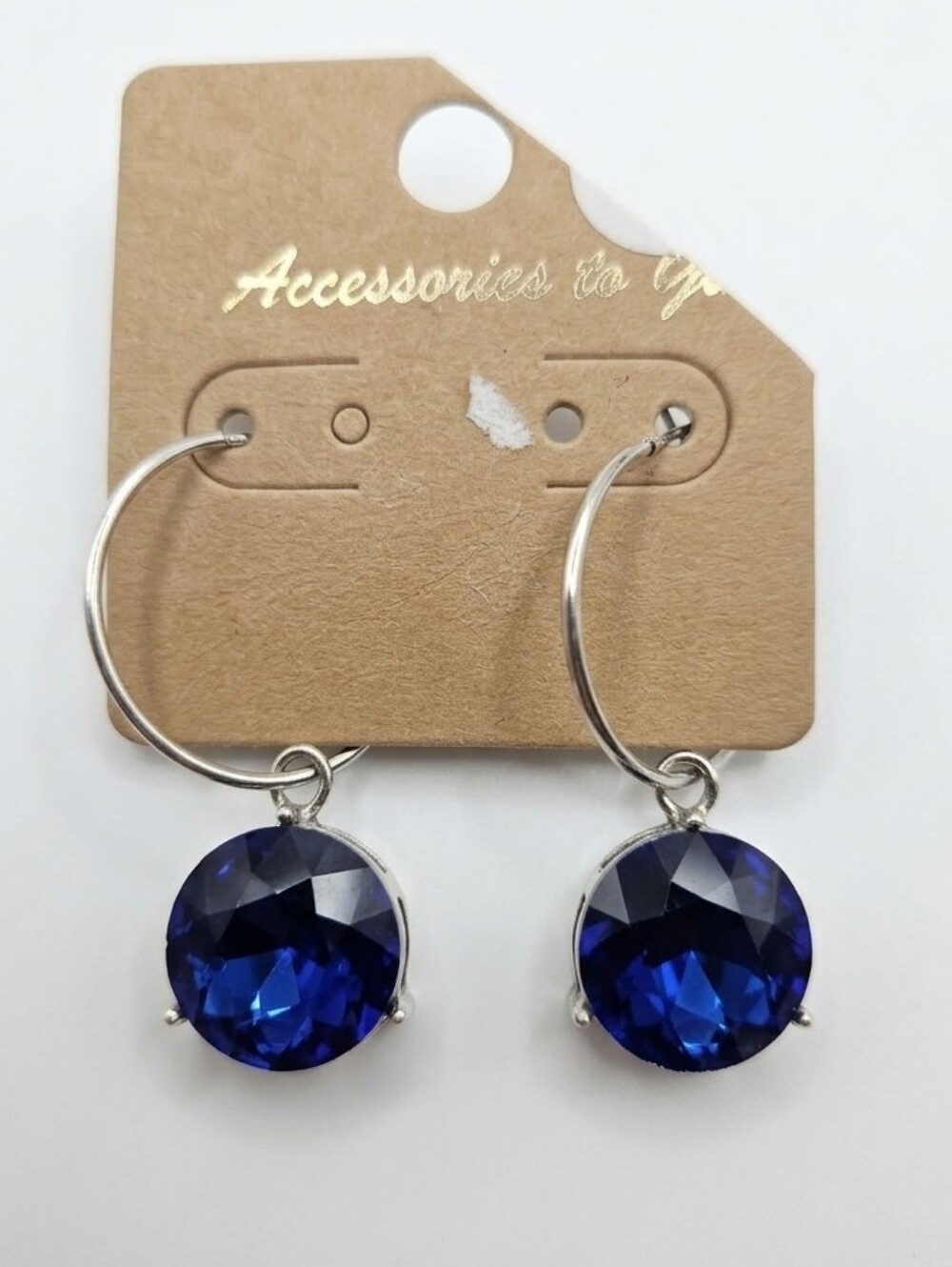 Accessories To Go Oversized Blue Stone Dangle Earrings NWT
